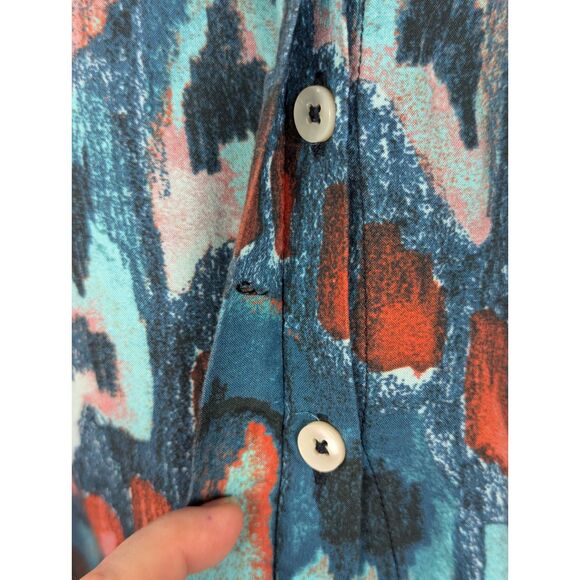 CHICO'S Cuff Sleeve Butterfly Top Colorful Artsy Casual Career Size 1 (8/10) - Picture 5 of 11